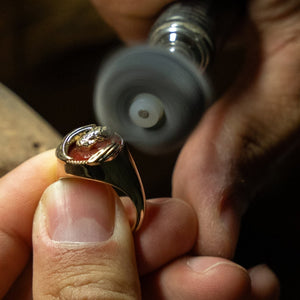 ÉMILLIE ANNE eagle ring being made in manufacturing