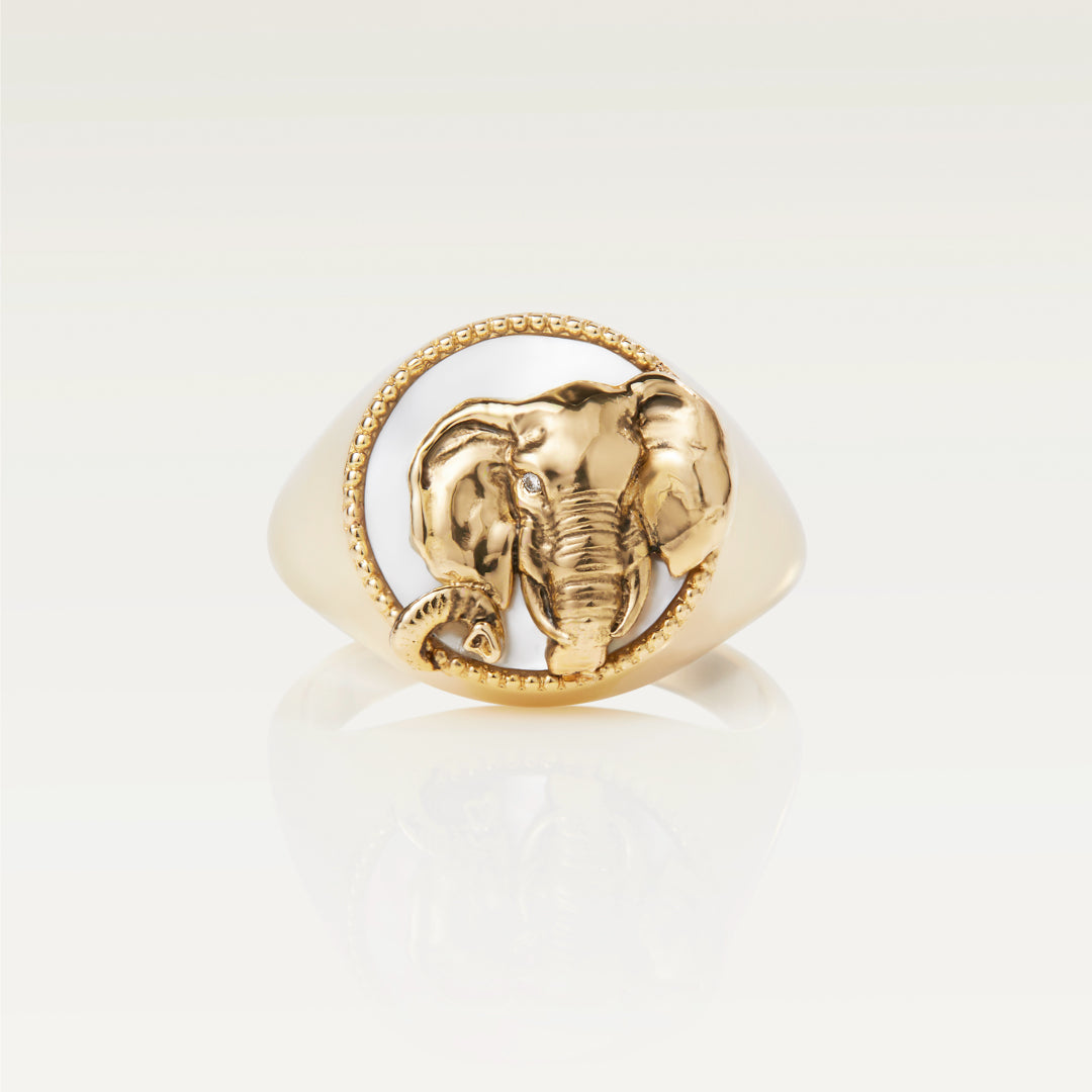 14K Tri Color Gold Elephant Ring | Don Roberto Jewelers