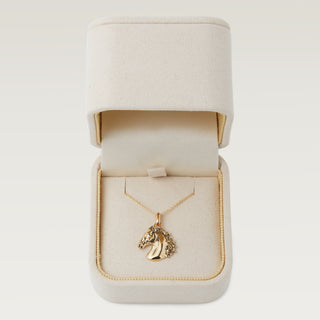 Gold Horse Necklace in jewelry box